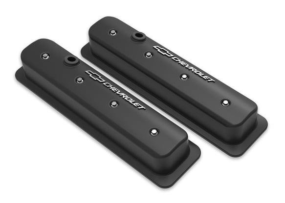 Holley GM Licensed Valve Cover - Muscle Series - SBC - Center Bolt - Satin Black Machined 241-292 HOLLEY Autoparts