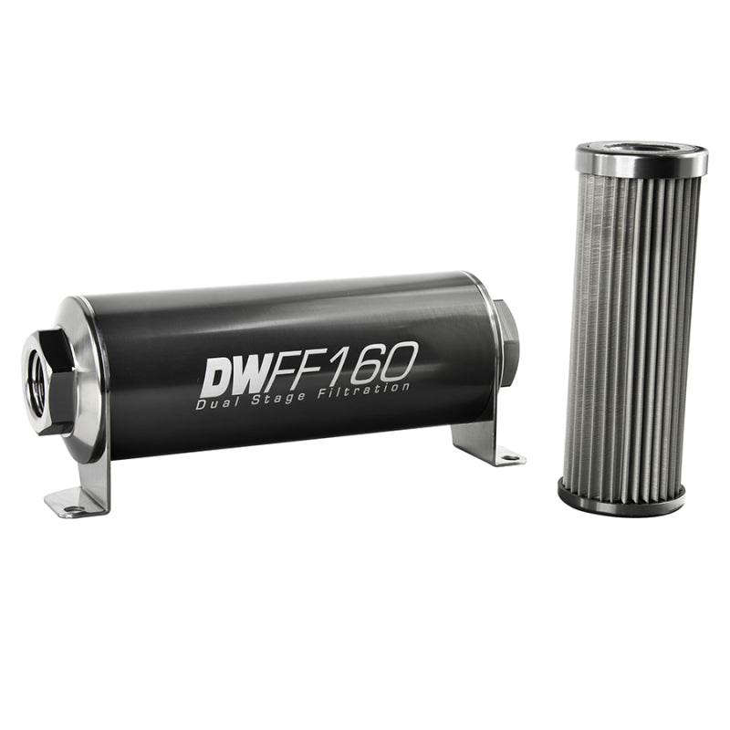 DeatschWerks Stainless Steel 10AN 10 Micron Universal Inline Fuel Filter Housing Kit (160mm) DeatschWerks Fuel Filters