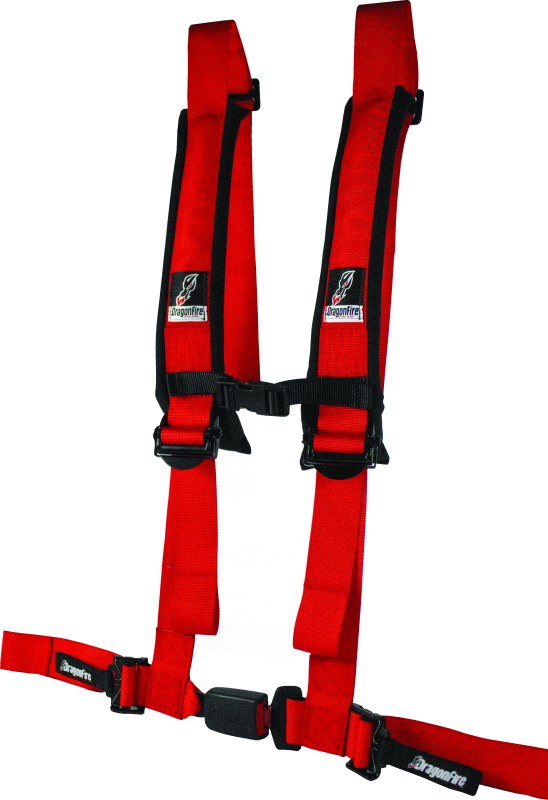 DragonFire Racing Harness H-Style- 4-Point- EZ-Adjust- 2in Buckle- Red DragonFire Racing Seat Belts & Harnesses