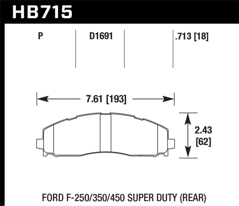Hawk 15-17 Ford F-250/350 LTS Street Rear Brake Pads Hawk Performance Brake Pads - OE