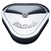 Edelbrock Air Cleaner Pro-Flo Series Triangular Steel Top 14 125In X 13 375In X 3 5In Chrome Edelbrock Air Filters - Universal Fit