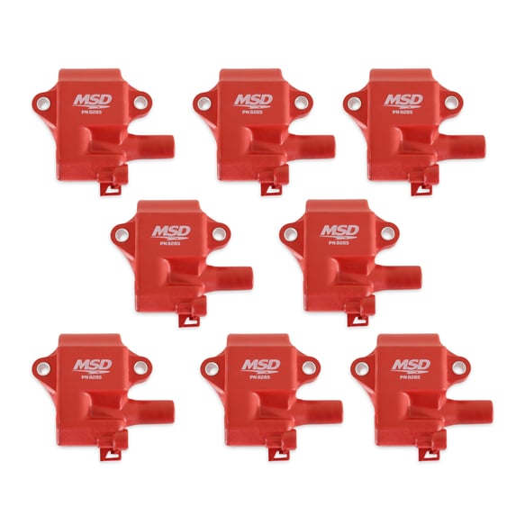MSD Ignition Coil - Pro Power Series - GM LS1/LS6 Engines - Red - 8-Pack 82858 MSD Autoparts