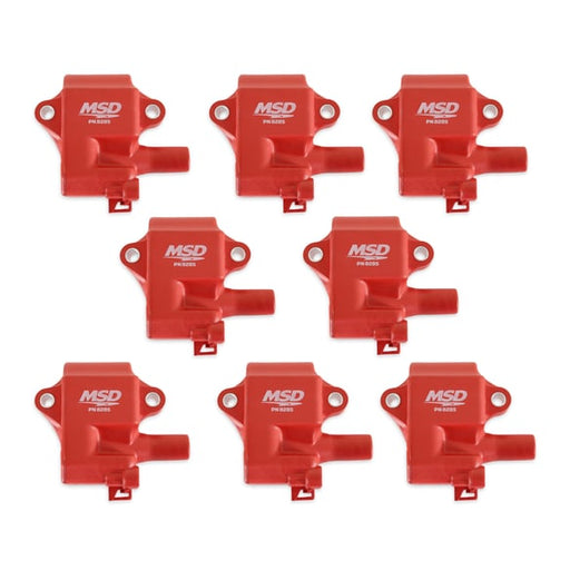 MSD Ignition Coil - Pro Power Series - GM LS1/LS6 Engines - Red - 8-Pack 82858 MSD Autoparts