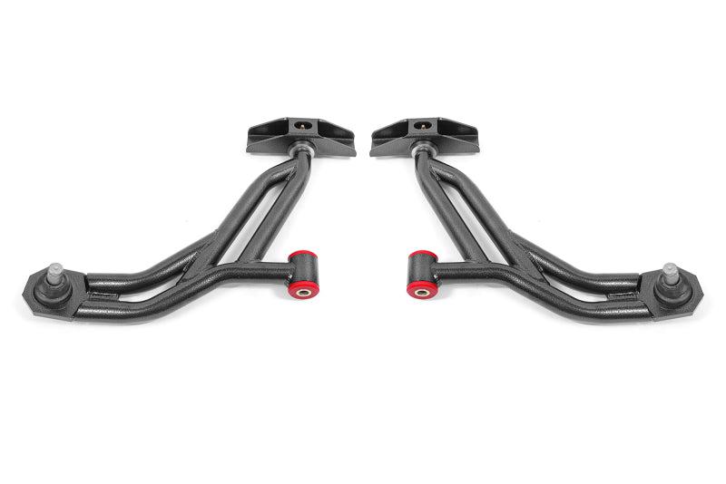 BMR 10-14 Ford Mustang Adj. Lower A-Arms Delrin/Rod End w/ 19mm STD. Ball Joint - Black Hammertone BMR Suspension Control Arms