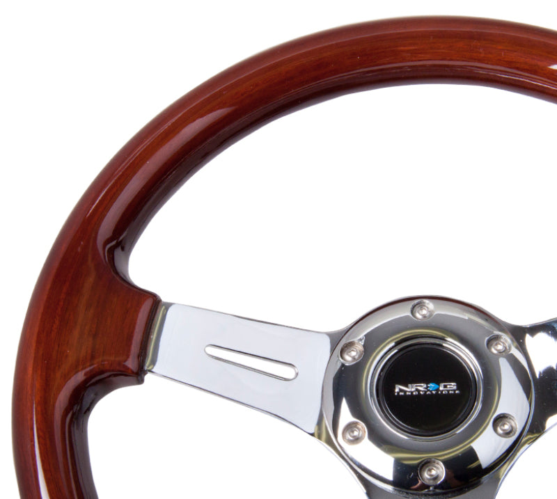 NRG Classic Wood Grain Steering Wheel (330mm) Wood Grain w/Chrome 3-Spoke Center NRG Steering Wheels
