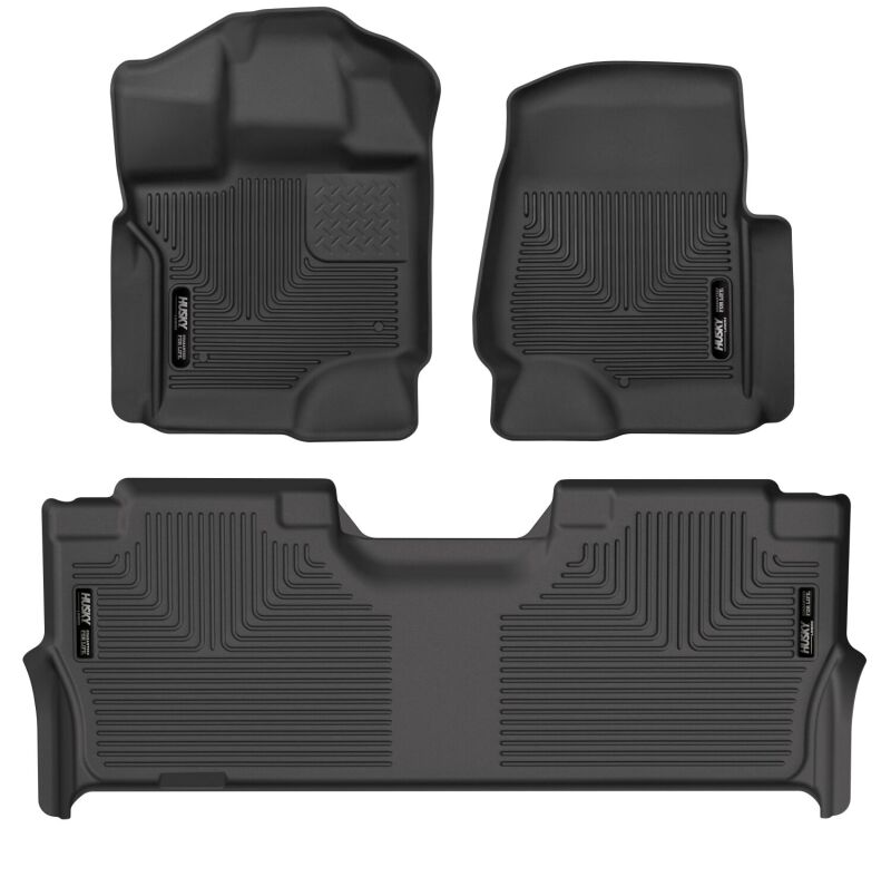 Husky Liners 21-23 Ford F-150 CC SC X-Act Contour Front & Second Row Seat Floor Liners - Black Husky Liners Floor Mats - Rubber