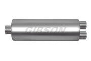 Gibson SFT Superflow Center/Dual Round Muffler - 8x24in/3.5in Inlet/3in Outlet - Stainless Gibson Muffler