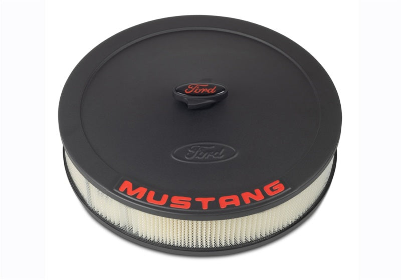 Ford Racing Air Cleaner Kit - Black Crinkle Finish w/ Red Mustang Emblem Ford Racing Air Filters - Universal Fit