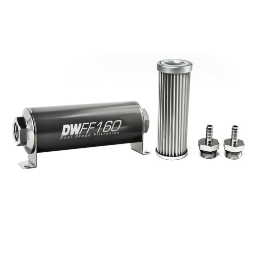 DeatschWerks Stainless Steel 5/16in 5 Micron Universal Inline Fuel Filter Housing Kit (160mm) DeatschWerks Fuel Filters