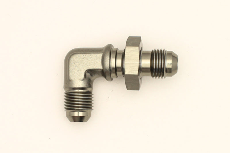DeatschWerks 6AN Male Flare To 6AN Male Flare Bulkhead Adapter 90-Degree (Incl. Nut) DeatschWerks Fittings