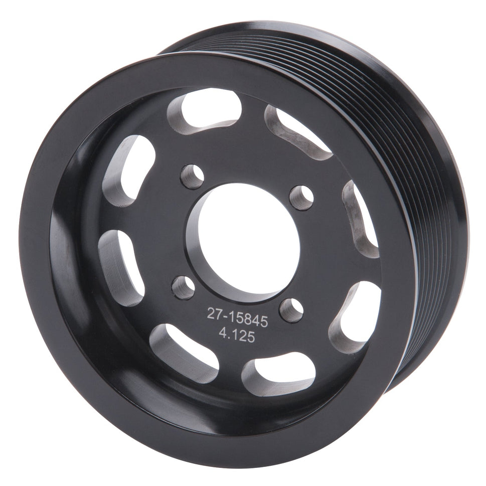 Edelbrock Competition Supercharger Pulley #15845 4.125 in. 10-Rib Black Anodized