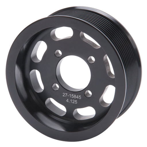 Edelbrock Competition Supercharger Pulley #15845 4.125 in. 10-Rib Black Anodized