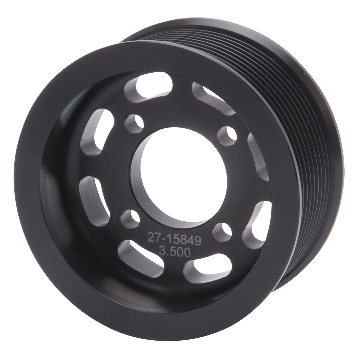 Edelbrock Competition Supercharger Pulley #15849 3.500 in. 10-Rib Black Anodized