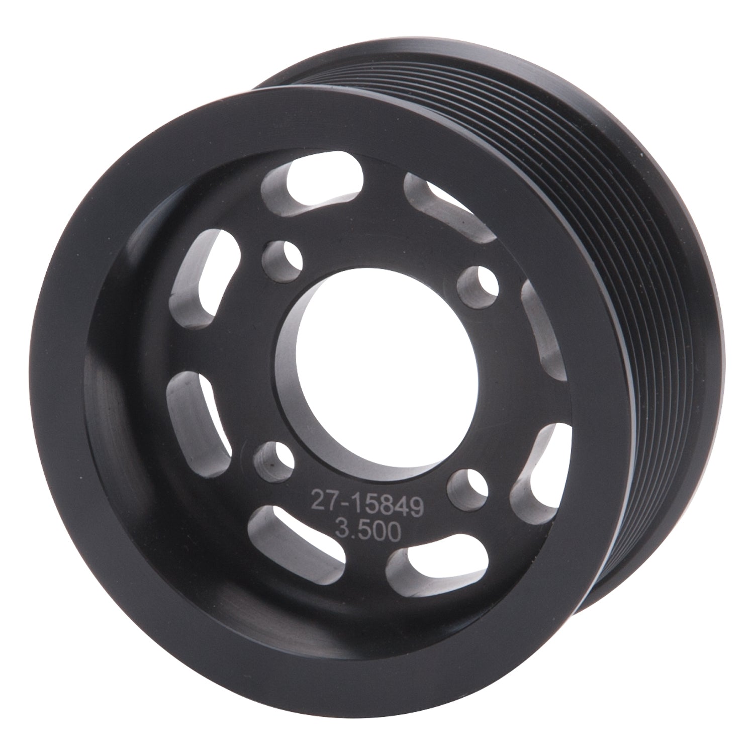 Edelbrock Competition Supercharger Pulley #15849 3.500 in. 10-Rib Black Anodized