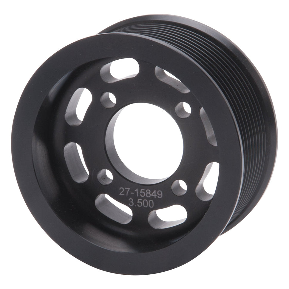 Edelbrock Competition Supercharger Pulley #15849 3.500 in. 10-Rib Black Anodized