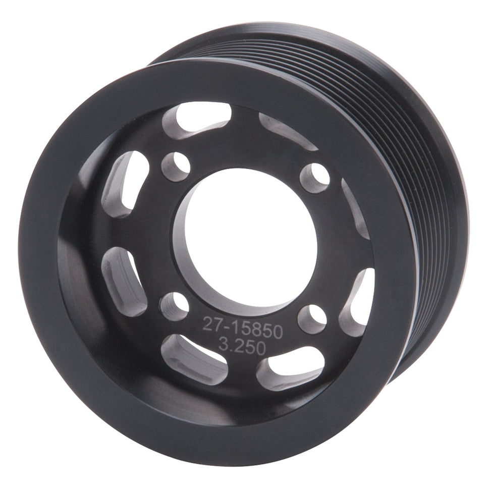 Edelbrock Competition Supercharger Pulley #15850 3.250 in. 10-Rib Black Anodized