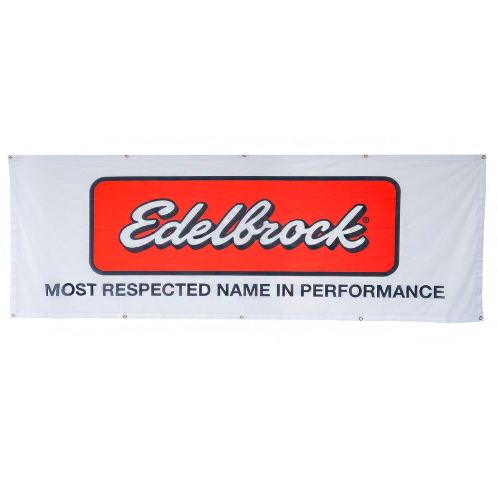 Edelbrock Logo Banner #0371 Polyester, 26 X 62 in. With Grommets