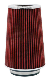 K&N Universal Air Filter Chrome Round Tapered Red - 4in Flange ID x 1.125in Flange Length x 9.5in H K&N Engineering Air Filters - Universal Fit
