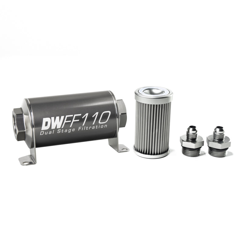 DeatschWerks Stainless Steel 6AN 10 Micron Universal Inline Fuel Filter Housing Kit (110mm) DeatschWerks Fuel Filters