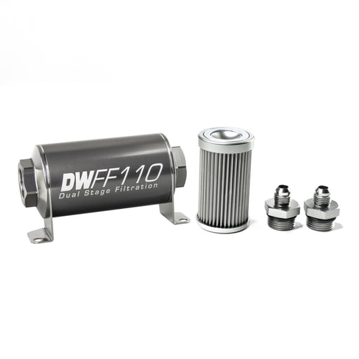 DeatschWerks Stainless Steel 6AN 10 Micron Universal Inline Fuel Filter Housing Kit (110mm) DeatschWerks Fuel Filters
