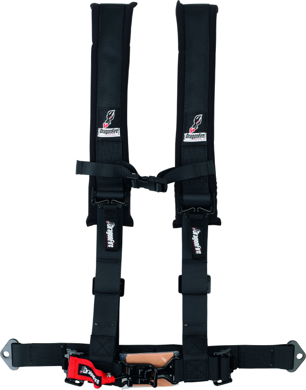 DragonFire Racing Harness- H-Style- 4-Point- 2in Buckle- Black DragonFire Racing Seat Belts & Harnesses