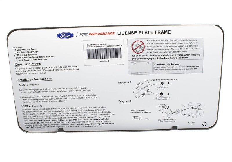 Ford Racing Stainless Steel Ford Performance License Plate Frame Ford Racing License Frame