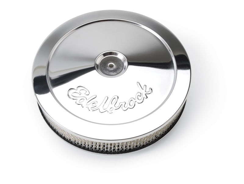 Edelbrock Air Cleaner Pro-Flo Series Round Steel Top Paper Element 10In Dia X 3 5In Chrome Edelbrock Air Filters - Universal Fit