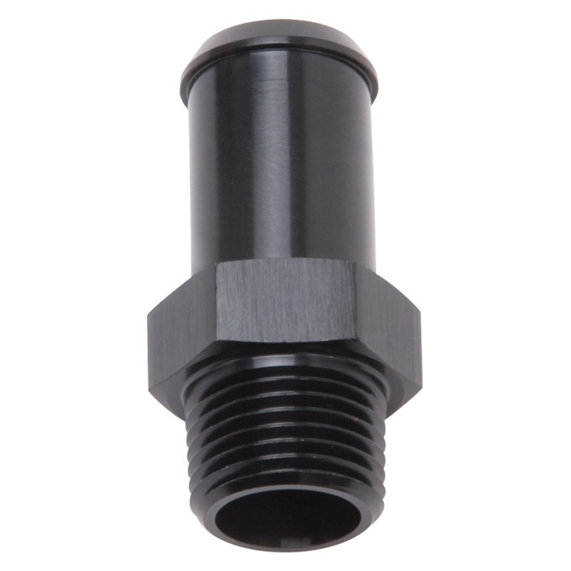 Edelbrock Hose End Straight 3/8In NPT to 5/8In Barb Black Anodize Edelbrock Fittings