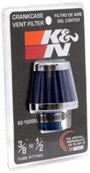 K&N 2in Base OD x .375in Flange ID x 1.75in H Rubber Base Crankcase Vent Filter - Blue K&N Engineering Air Filters - Universal Fit