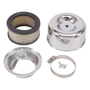 Edelbrock Air Cleaner 94 Series Round Steel Top 4 65In Dia X 3 125In 2 63In ID Raised Base Chrome Edelbrock Air Filters - Universal Fit