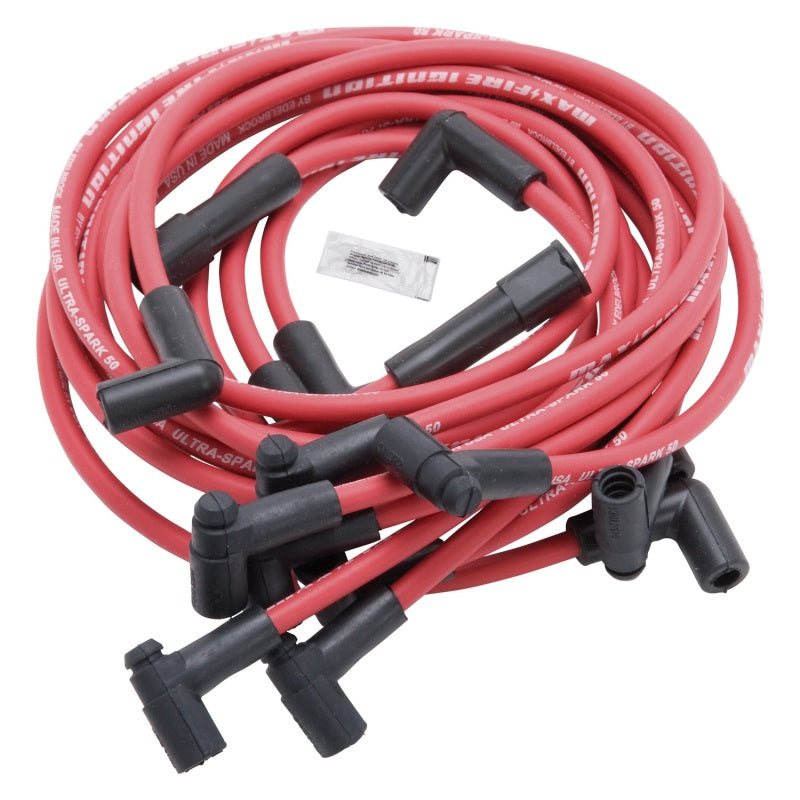 Edelbrock Spark Plug Wire Set SBC 78-86 V8 Hei 50 Ohm Resistance Red Wire (Set of 8) Edelbrock Spark Plug Wire Sets