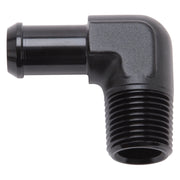 Edelbrock Hose End 90-Deg 1/2In NPT to 5/8In Barb Black Anodize Edelbrock Fittings