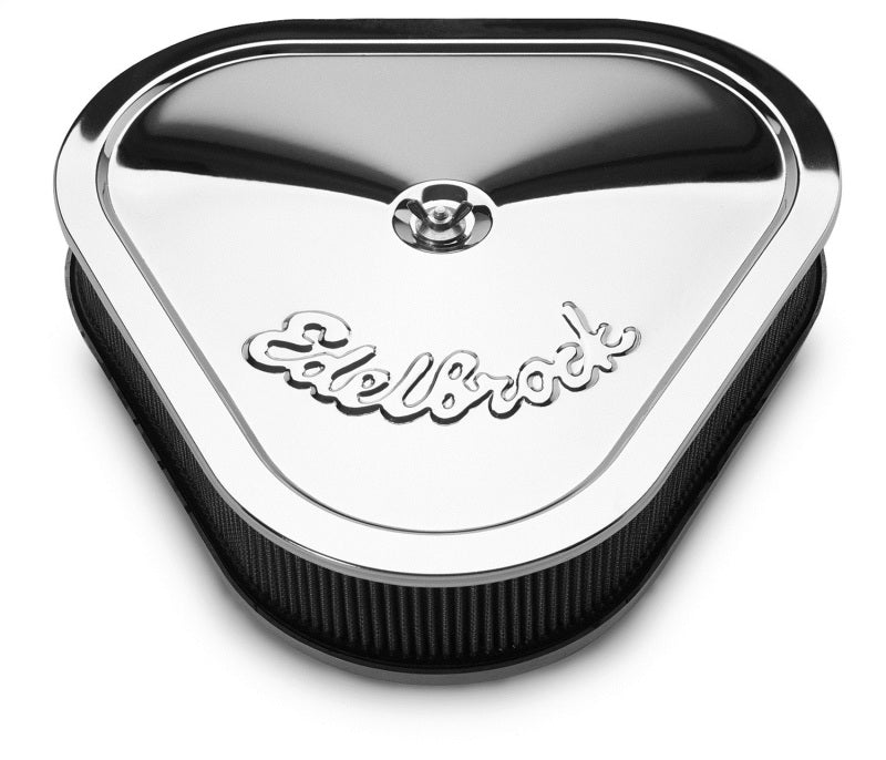 Edelbrock Air Cleaner Pro-Flo Series Triangular Steel Top 14 125In X 13 375In X 3 5In Chrome Edelbrock Air Filters - Universal Fit