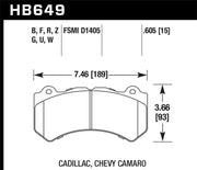 Hawk 08-12 Cadillac CTS-V / 12 Jeep Grand Cherokee (WK2) SRT8 DTC-70 Front Race Brake Pads Hawk Performance Brake Pads - Racing