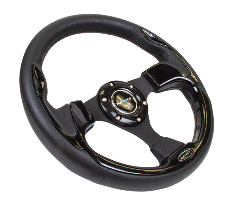 NRG Reinforced Steering Wheel (320mm) Blk w/Gloss Black Trim NRG Steering Wheels