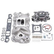 Edelbrock Manifold And Carb Kit Performer RPM Small Block Chevrolet 1957-1986 Natural Finish Edelbrock Intake Manifolds