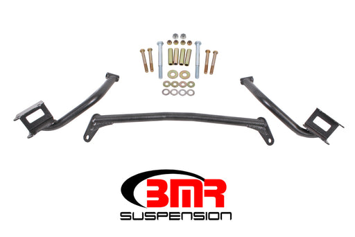 BMR 79-04 Fox Mustang Tubular Style Upper Torque Box Reinforcement Plates - Black Hammertone BMR Suspension Diff Braces