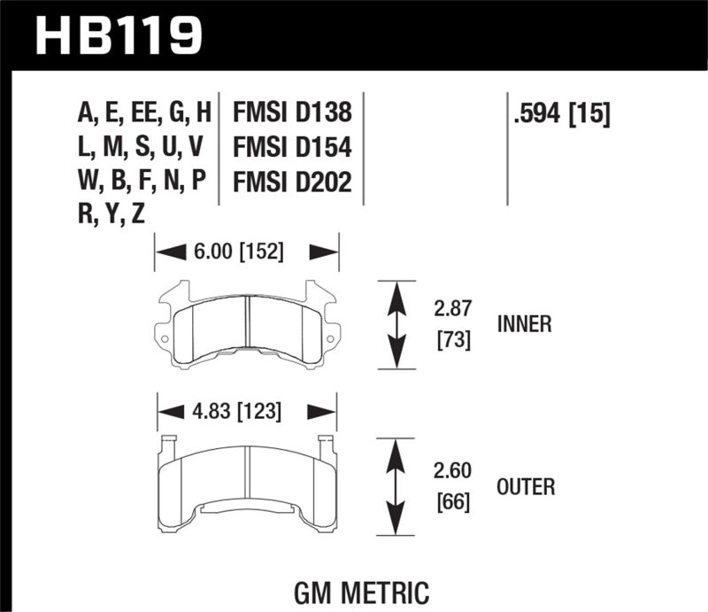 Hawk Buick / Cadillac / Chevrolet / GMC / Isuzu / Oldsmobile / Pontiac DTC-30 Race Brake Pads Hawk Performance Brake Pads - Racing