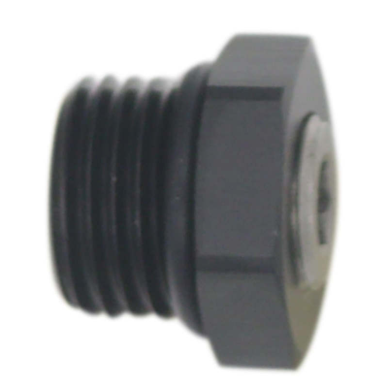 DeatschWerks 6AN ORB Male Plug Fitting with 1/8in NPT Gauge Port - Anodized Matte Black DeatschWerks Fittings