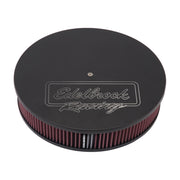 Edelbrock Air Cleaner Victor Series Round Aluminum Top Cloth Element 14In Dia X 3 125In Black Edelbrock Air Filters - Universal Fit