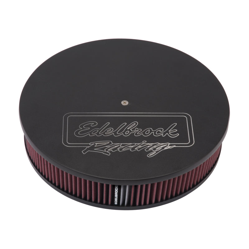 Edelbrock Air Cleaner Victor Series Round Aluminum Top Cloth Element 14In Dia X 3 125In Black Edelbrock Air Filters - Universal Fit