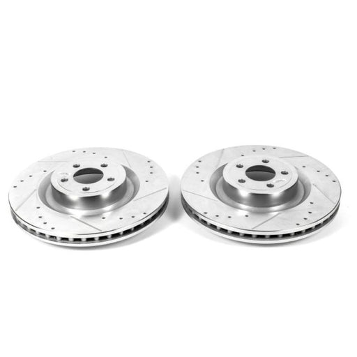 Power Stop 15-22 Ford Mustang Front Drilled & Slotted Rotor - Pair PowerStop Brake Rotors - Slot & Drilled