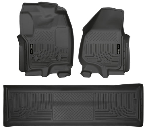Husky Liners 2012.5 Ford SD Crew Cab WeatherBeater Combo Black Floor Liners (w/o Manual Trans Case) Husky Liners Floor Mats - Rubber
