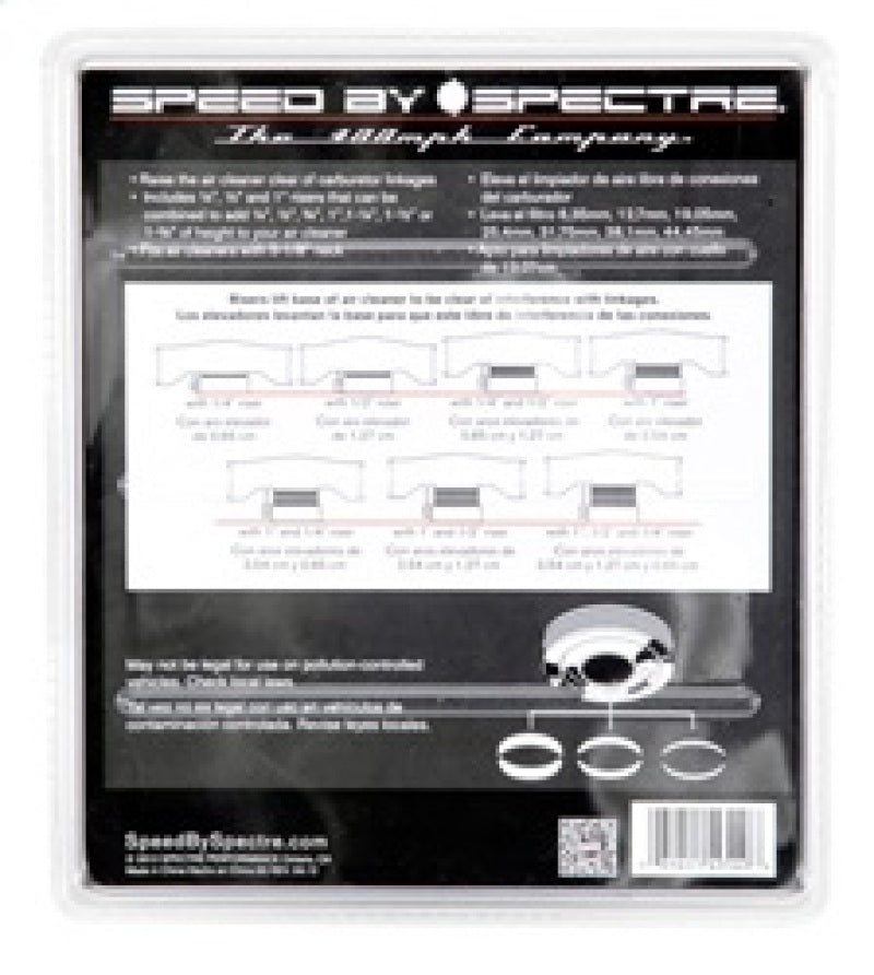 Spectre Air Cleaner Riser Kit - Black Spectre Air Intake Components