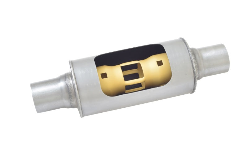 Gibson MWA Superflow Center/Center Round Muffler - 5x10in/3in Inlet/3in Outlet - Stainless Gibson Muffler