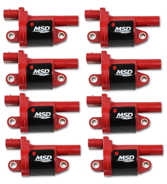 MSD Ignition Coil - Blaster Series - Gen V GDI Engine - Red - 8-Pack - Round 82688 MSD Autoparts
