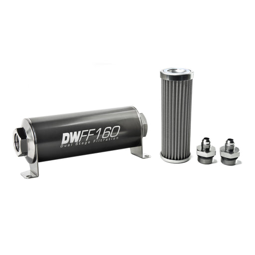 DeatschWerks Stainless Steel 6AN 100 Micron Universal Inline Fuel Filter Housing Kit (160mm) DeatschWerks Fuel Filters