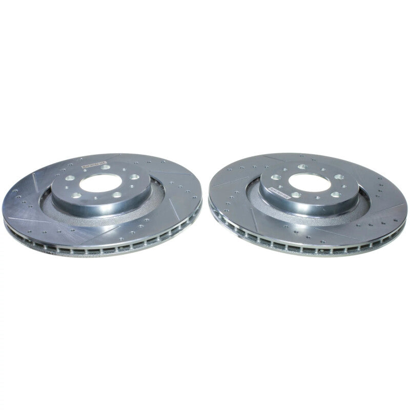 Power Stop 20-24 Tesla Y Rear Drilled & Slotted Rotor - Pair PowerStop Brake Rotors - Slot & Drilled