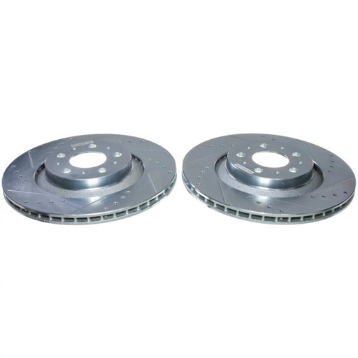Power Stop 20-24 Tesla Y Rear Drilled & Slotted Rotor - Pair PowerStop Brake Rotors - Slot & Drilled