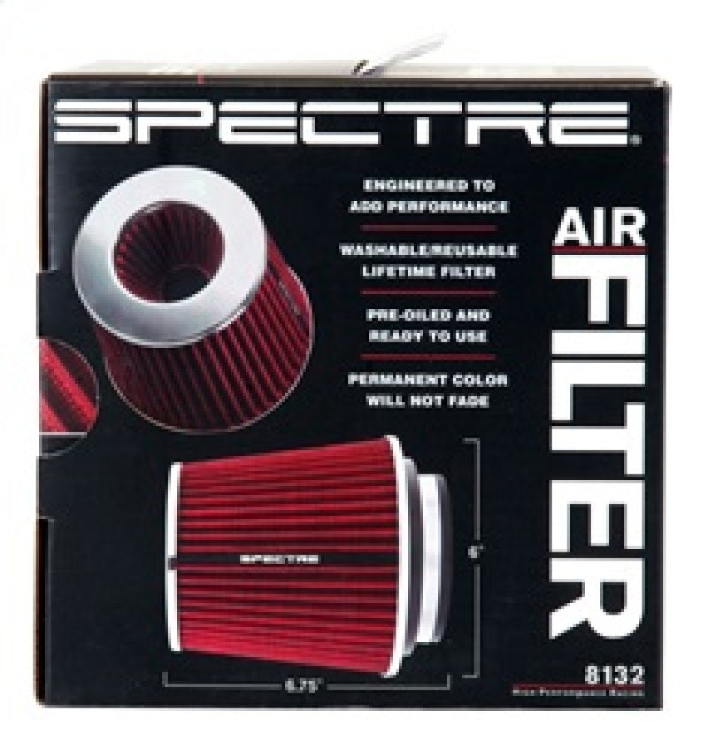 Spectre Adjustable Conical Air Filter 5-1/2in. Tall (Fits 3in. / 3-1/2in. / 4in. Tubes) - Red Spectre Air Filters - Universal Fit